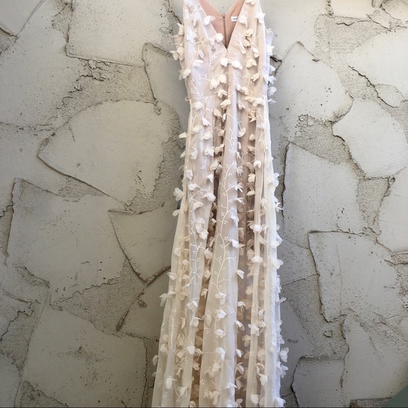 Dress The Population Appliqué Maxi Dress Gown in cream size S - Picture 7 of 16